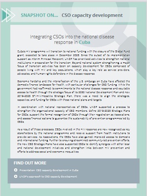 Integrating CSOs into the national disease response in Cuba Snapshot on UNDP CSO capacity development